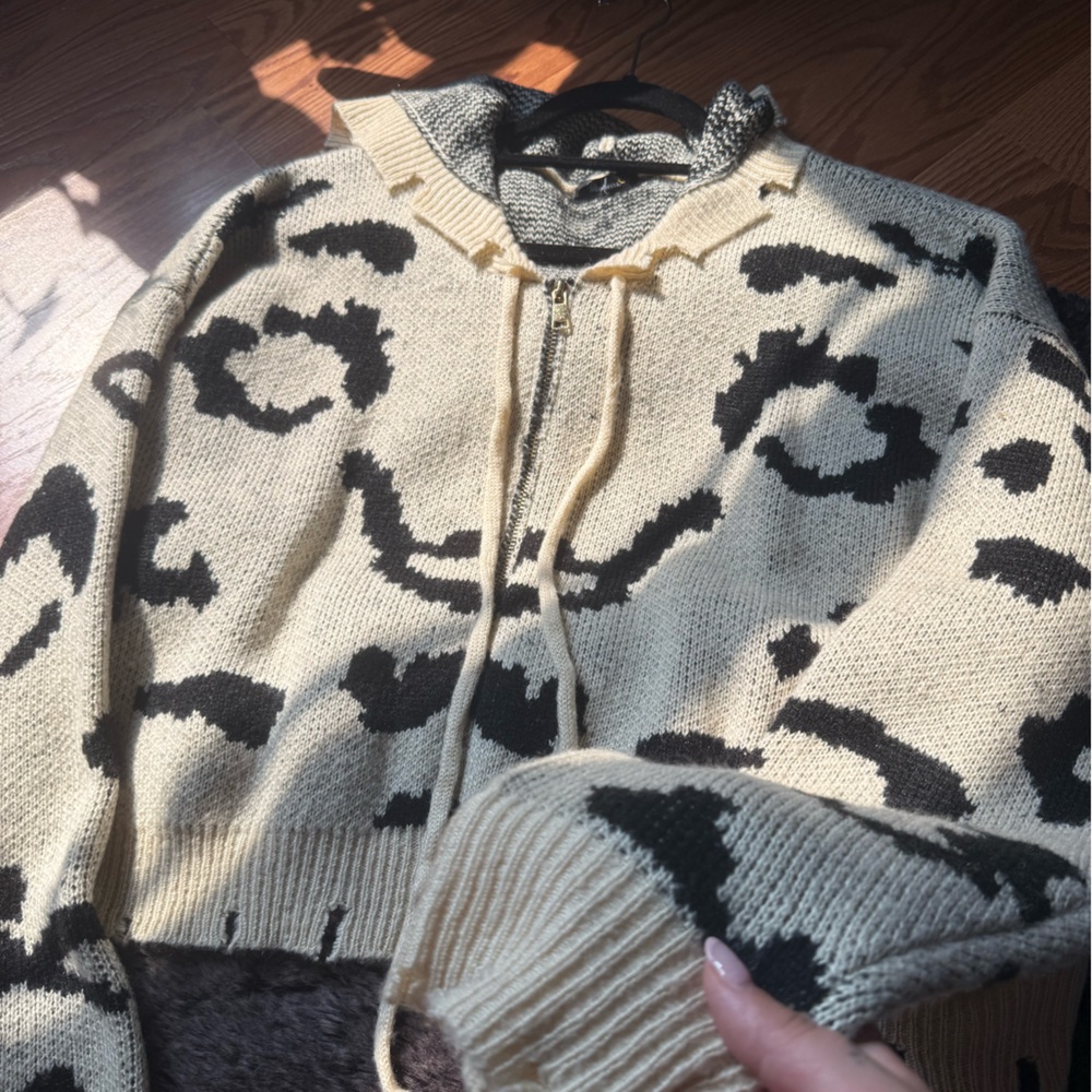 Leopard Print Beige and Black Women's Sweater